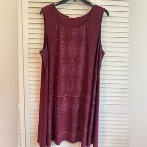 Maroon Batik Sleeveless Dress